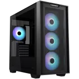ASUS A21 PLUS microATX računalniško ohišje, štirje 120mm ARGB ventilatorji, podpora za BTF osnovne plošče, črno