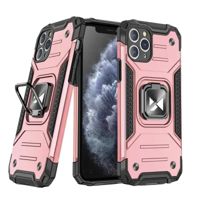 Armored hybrid ovitek za iPhone 11 Pro + magnetno držalo Ring Armor, roza