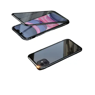 Magnetni ovitek za iPhone, dvostranski ovitek iz kaljenega stekla Black  iPhone 16