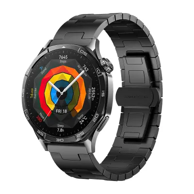 Pašček za uro iz titana za 22 mm pametno uro Black  Zaponka v obliki metulja (izboljšana zaščita DLC)