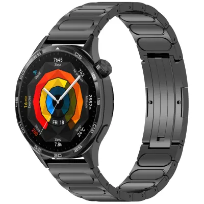 Pašček za uro iz titana za 22 mm pametno uro Black  Zložljiva zaponka