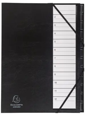Organizator mapa EXACOMPTA, 12 predelkov, črna
