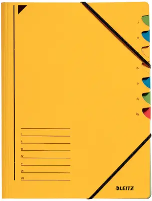 Kartotečna mapa LEITZ, DIN A4, karton, 12 predelkov, rumena