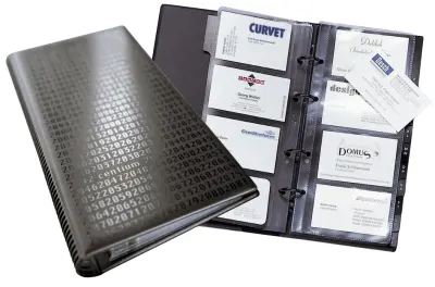VZDRŽLJIV registrator z obročem za vizitke VISIFIX centium, črn