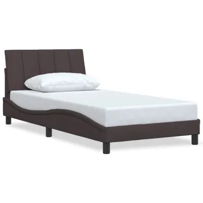 vidaXL Posteljni okvir brez vzmetnice temno rjav 100x200 cm blago