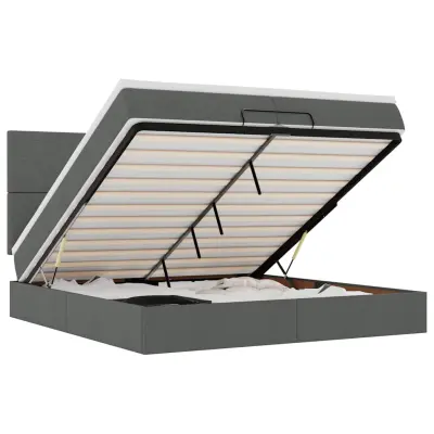 vidaXL Otomanski posteljni okvir z vzmetnicami siv 200x200 cm blago