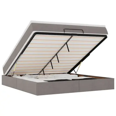 vidaXL Otomanski posteljni okvir z vzmetnico taupe 160x200 cm blago