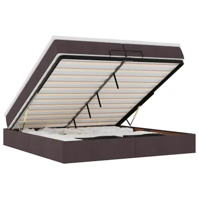 vidaXL Otomanski posteljni okvir z vzmetnicami rjav 200x200 cm blago