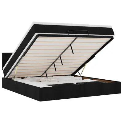 vidaXL Otomanski posteljni okvir z vzmetnico črn 160x200 cm blago