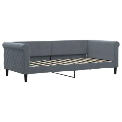 vidaXL Dnevna postelja brez vzmetnice temno siva 90x190 cm žamet