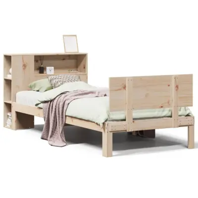 vidaXL Knjižna postelja brez vzmetnice 75x190 cm trdna borovina