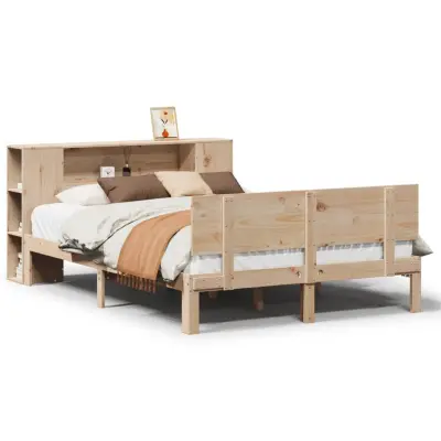 vidaXL Knjižna postelja brez vzmetnice 135x190 cm trdna borovina