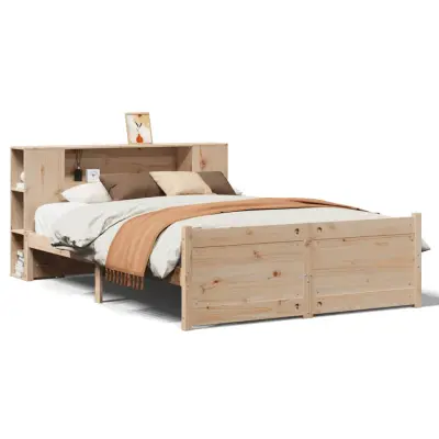 vidaXL Knjižna postelja brez vzmetnice 135x190 cm trdna borovina