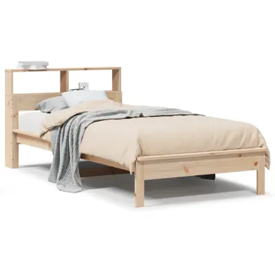 vidaXL Knjižna postelja brez vzmetnice bela 75x190 cm trdna borovina