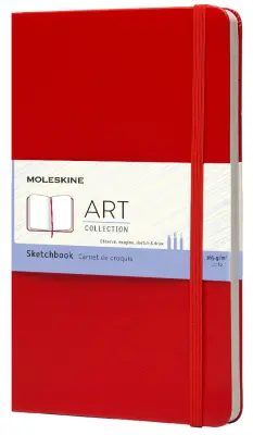 Skicirka MOLESKINE, L/A5, 165g/m2, trda vezava, svetlo rdeča