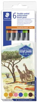 STAEDTLER dvojno fiber pero, Afrika, 6-delni kartonski kovček