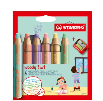 STABILO multitalent pero woody 3 v 1, etui 6 pastel