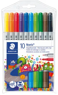 STAEDTLER dvojno fiber pero Noris, etui za 10 št