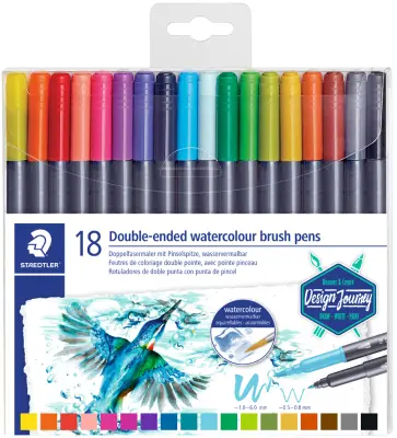 STAEDTLER pero iz dvojnih vlaken s konico čopiča, etui 18
