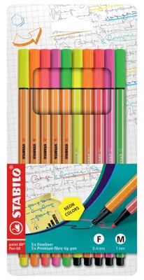 STABILO fiber pen pero 68 / fineliner point 88, etui za 10