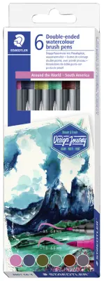 STAEDTLER dvojno fiber pero, Južna Amerika, 6-delni kartonski kovček