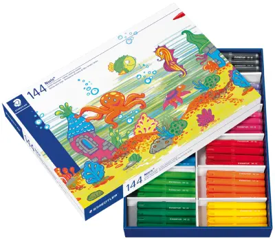 STAEDTLER Noris jumbo vlaknato pero, šolska škatla 144