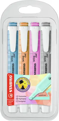 STABILO osvetljevalec swing cool pastel, PET škatla za 4
