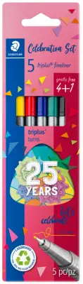 STAEDTLER Fineliner triplus, set 4 + 1 za praznovanje