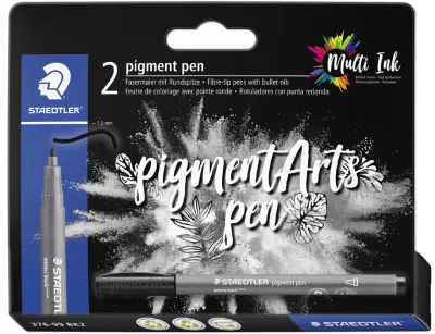 STAEDTLER pisalo z vlaknasto konico, pigmentno pisalo, črno, kartonska škatla za 2