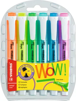 STABILO osvetljevalec swing cool, 4-delni PET etui