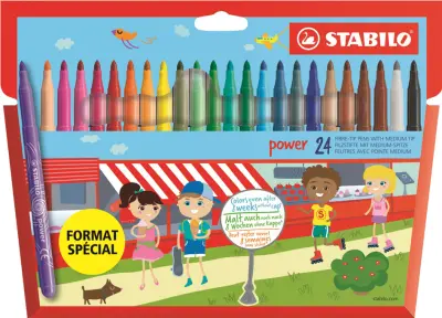 STABILO pisalo z vlakneno konico power, okroglo, kartonska škatla 24