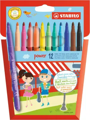 STABILO pisalo z vlakneno konico power, okroglo, kartonska škatla 12