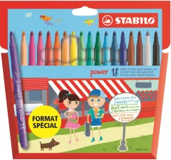 STABILO pisalo z vlakneno konico power, okroglo, kartonska škatla 18
