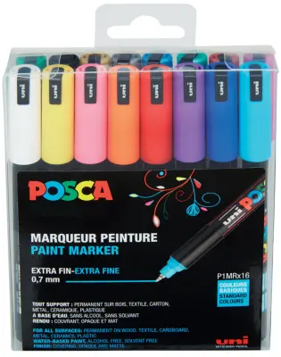 POSCA pigmentni flomaster PC-1MR, škatla 16 kosov, različne barve