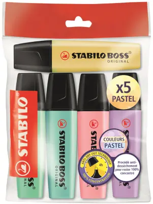 STABILO osvetljevalec BOSS ORIGINAL PASTEL, eko pakiranje 5 kom