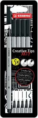 STABILO Creative Tips ARTY BLACK, kartonska škatla za 5