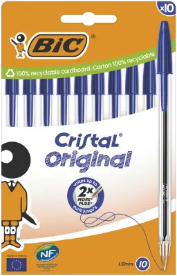 BIC Cristal Original kemični svinčnik, moder, kartonska škatla 10