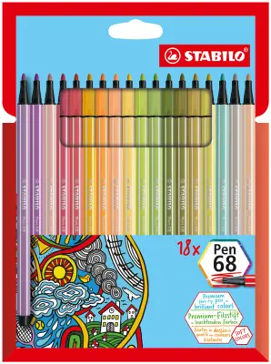 STABILO fiber pen pen 68, kartonska škatla 18, nove barve