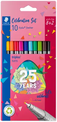 STAEDTLER Fineliner triplus, set za praznovanje 8 + 2