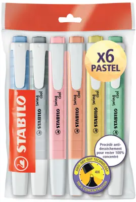 STABILO osvetljevalec swing cool PASTEL, eko paket 6 kom