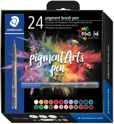 STAEDTLER pisalo z vlaknasto konico, pigmentni čopič, kartonska škatla 24