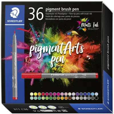 STAEDTLER pisalo z vlaknasto konico, pigmentni čopič, kartonska škatla 36