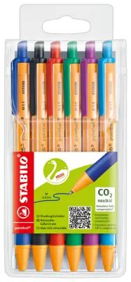 Izvlečni kemični svinčnik STABILO pointball, plastični etui 6