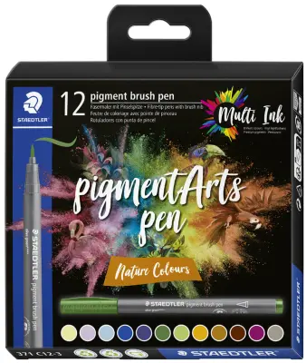 STAEDTLER vlaknato pisalo s pigmentnim čopičem, Nature Colors,