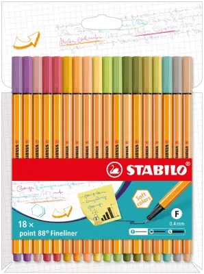 STABILO fineliner point 88, kartonska škatla 18, nove barve