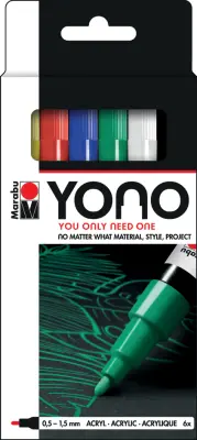 Marabu akrilni markerji, YONO, 0,5 - 1,5 mm, set 6 kom.