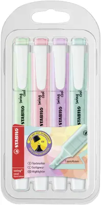 STABILO osvetljevalec swing cool Pastel Edition, PET škatla za 4