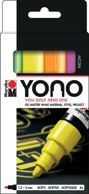 Marabu akrilni markerji, YONO, 1,5 - 3,0 mm, set 4 NEON