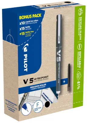 PILOT roler V5 HI-TECPOINT, moder, BONUS PACK