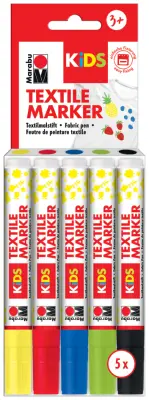 Markerji za tekstil Marabu KiDS, 5 x 3 ml, 5 kosov v pretisnem omotu